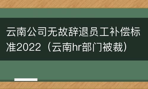 云南公司无故辞退员工补偿标准2022（云南hr部门被裁）