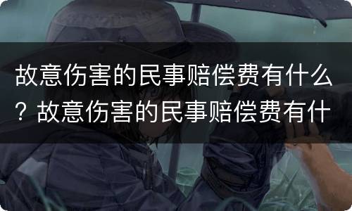 故意伤害的民事赔偿费有什么? 故意伤害的民事赔偿费有什么规定