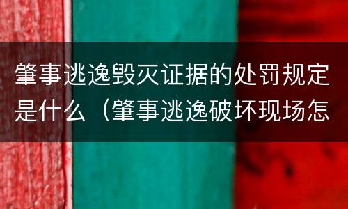 肇事逃逸毁灭证据的处罚规定是什么（肇事逃逸破坏现场怎么处理）