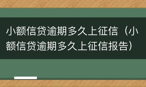 小额信贷逾期多久上征信（小额信贷逾期多久上征信报告）