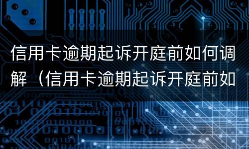 信用卡逾期起诉开庭前如何调解（信用卡逾期起诉开庭前如何调解呢）