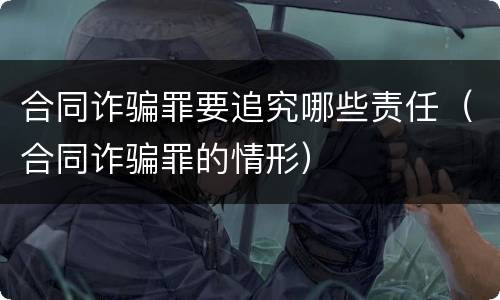 合同诈骗罪要追究哪些责任（合同诈骗罪的情形）