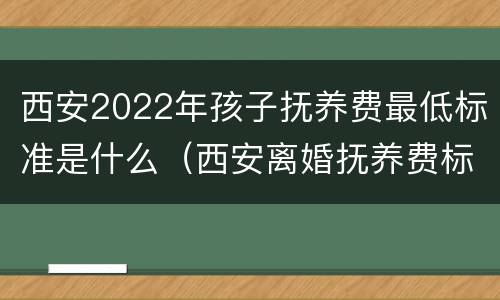 西安2022年孩子抚养费最低标准是什么（西安离婚抚养费标准2020）