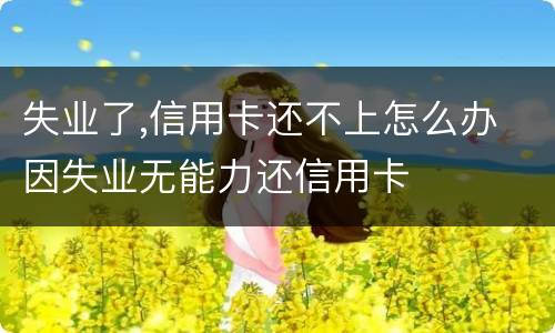 失业了,信用卡还不上怎么办 因失业无能力还信用卡