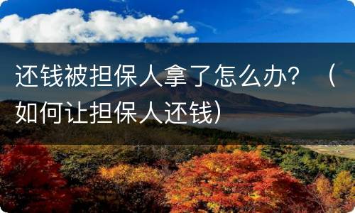还钱被担保人拿了怎么办？（如何让担保人还钱）