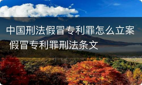 中国刑法假冒专利罪怎么立案 假冒专利罪刑法条文