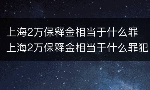 上海2万保释金相当于什么罪 上海2万保释金相当于什么罪犯