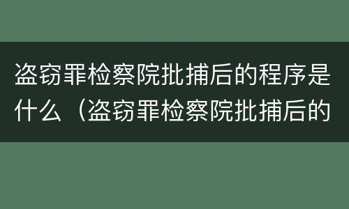 盗窃罪检察院批捕后的程序是什么（盗窃罪检察院批捕后的程序是什么意思）