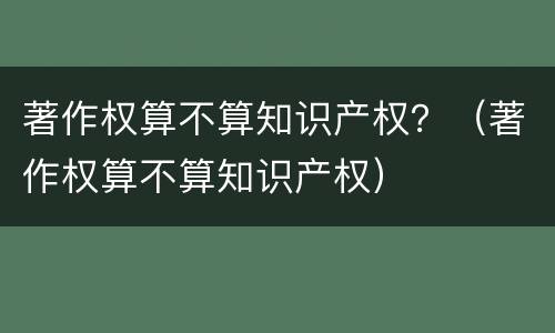 著作权算不算知识产权？（著作权算不算知识产权）
