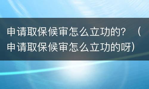 申请取保候审怎么立功的？（申请取保候审怎么立功的呀）