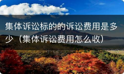 集体诉讼标的的诉讼费用是多少（集体诉讼费用怎么收）