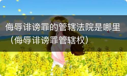 侮辱诽谤罪的管辖法院是哪里（侮辱诽谤罪管辖权）
