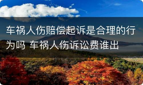 车祸人伤赔偿起诉是合理的行为吗 车祸人伤诉讼费谁出