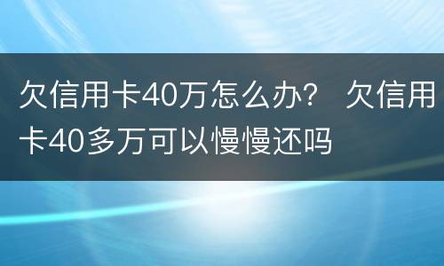 欠信用卡40万怎么办？ 欠信用卡40多万可以慢慢还吗
