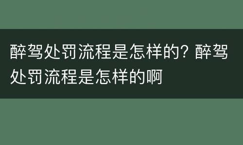 醉驾处罚流程是怎样的? 醉驾处罚流程是怎样的啊