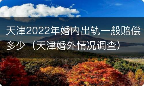 天津2022年婚内出轨一般赔偿多少（天津婚外情况调查）