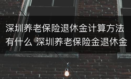 深圳养老保险退休金计算方法有什么 深圳养老保险金退休金计算方法