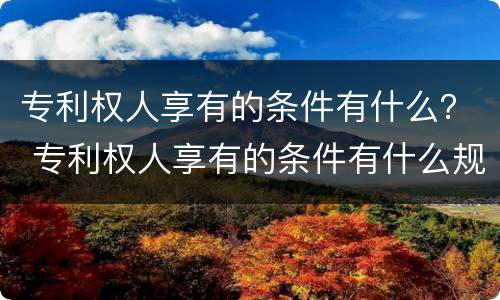 专利权人享有的条件有什么？ 专利权人享有的条件有什么规定