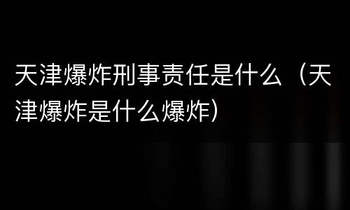 天津爆炸刑事责任是什么（天津爆炸是什么爆炸）