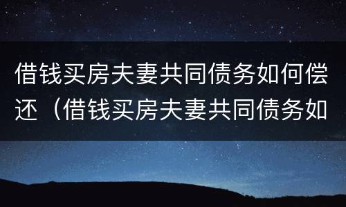 借钱买房夫妻共同债务如何偿还（借钱买房夫妻共同债务如何偿还利息）