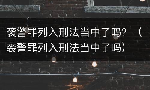 袭警罪列入刑法当中了吗？（袭警罪列入刑法当中了吗）