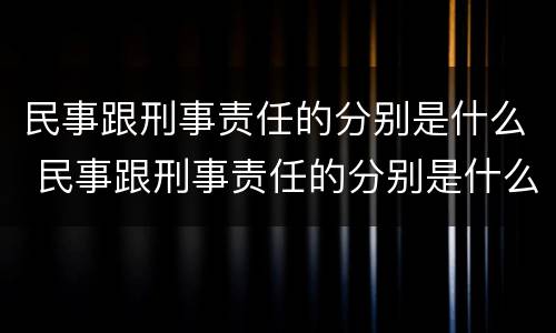 民事跟刑事责任的分别是什么 民事跟刑事责任的分别是什么意思