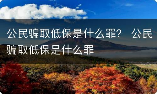 公民骗取低保是什么罪？ 公民骗取低保是什么罪