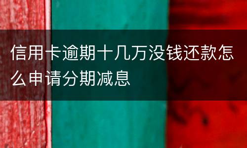 信用卡逾期十几万没钱还款怎么申请分期减息