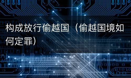 构成放行偷越国（偷越国境如何定罪）