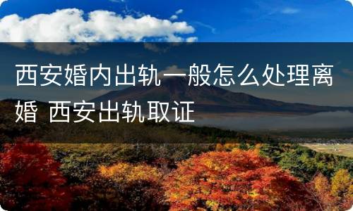 西安婚内出轨一般怎么处理离婚 西安出轨取证