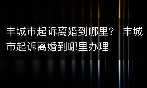 丰城市起诉离婚到哪里？ 丰城市起诉离婚到哪里办理