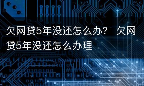 欠网贷5年没还怎么办？ 欠网贷5年没还怎么办理