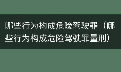 哪些行为构成危险驾驶罪（哪些行为构成危险驾驶罪量刑）