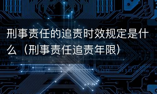 刑事责任的追责时效规定是什么（刑事责任追责年限）