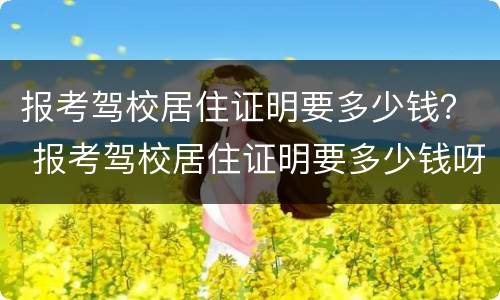 报考驾校居住证明要多少钱？ 报考驾校居住证明要多少钱呀