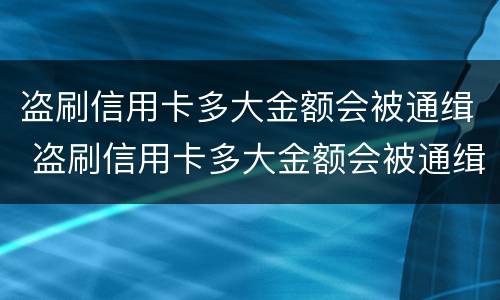 盗刷信用卡多大金额会被通缉 盗刷信用卡多大金额会被通缉呢