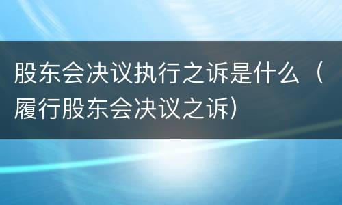 股东会决议执行之诉是什么（履行股东会决议之诉）
