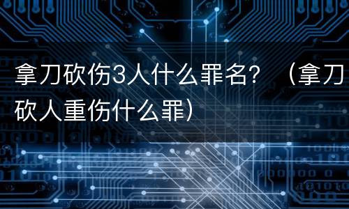 拿刀砍伤3人什么罪名？（拿刀砍人重伤什么罪）