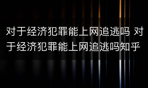 对于经济犯罪能上网追逃吗 对于经济犯罪能上网追逃吗知乎
