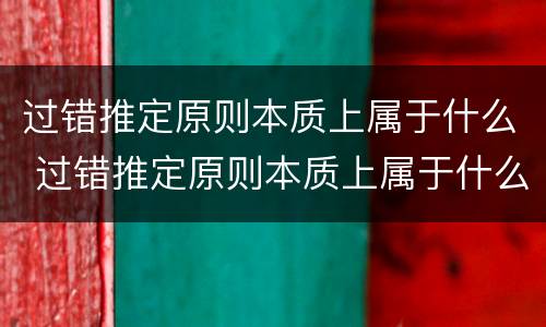 过错推定原则本质上属于什么 过错推定原则本质上属于什么原则