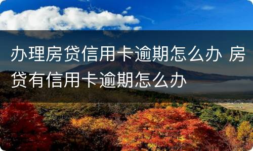 办理房贷信用卡逾期怎么办 房贷有信用卡逾期怎么办