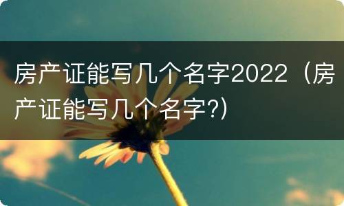 房产证能写几个名字2022（房产证能写几个名字?）