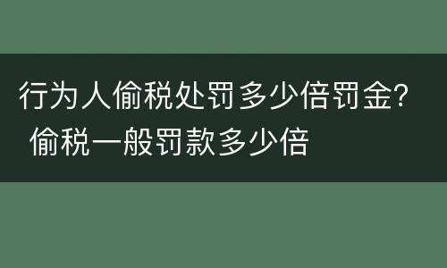 行为人偷税处罚多少倍罚金？ 偷税一般罚款多少倍