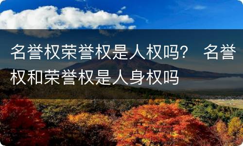 名誉权荣誉权是人权吗？ 名誉权和荣誉权是人身权吗