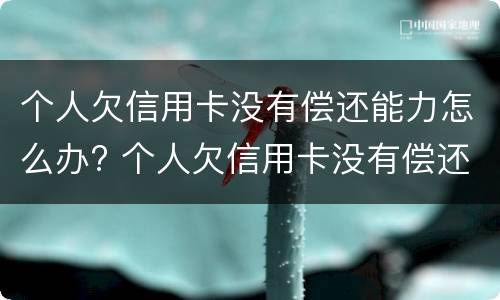 个人欠信用卡没有偿还能力怎么办? 个人欠信用卡没有偿还能力怎么办理