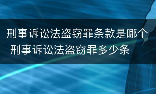 刑事诉讼法盗窃罪条款是哪个 刑事诉讼法盗窃罪多少条
