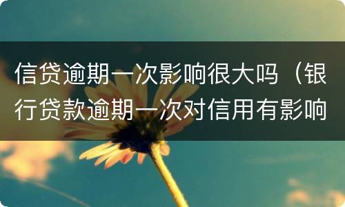 信贷逾期一次影响很大吗（银行贷款逾期一次对信用有影响吗）
