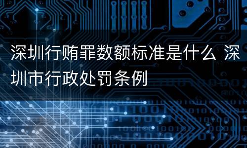 深圳行贿罪数额标准是什么 深圳市行政处罚条例