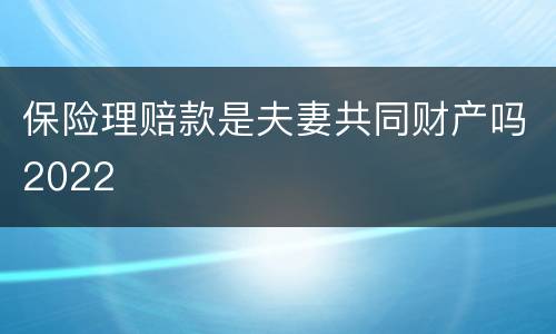 保险理赔款是夫妻共同财产吗2022