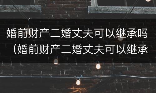 婚前财产二婚丈夫可以继承吗（婚前财产二婚丈夫可以继承吗女方）